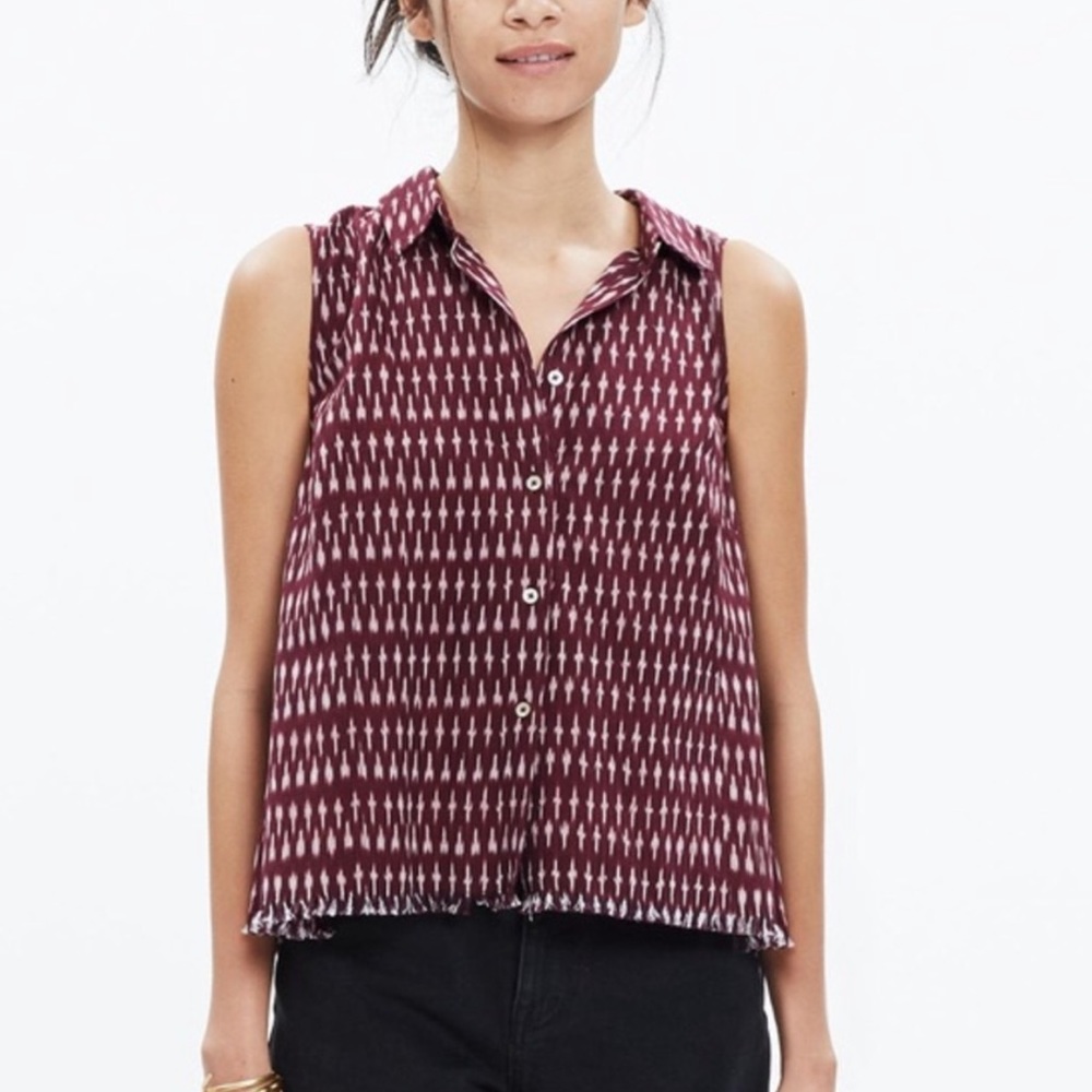 Madewell Ikat Button-Up Sleeveless Top